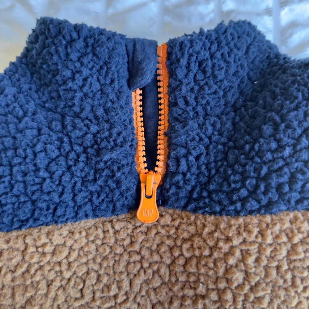 Baby Gap Navy Base Blue Sherpa Quarter-Zip Sweatshirt - Picture 6 of 11